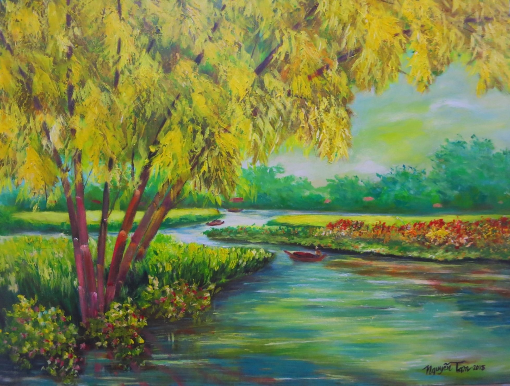 Tranh Sơn Dầu Cây Tre Già